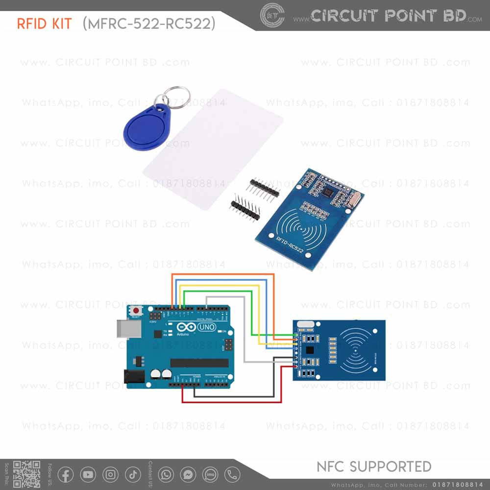 RFID Card Reader Module Kit – MFRC-522 RC522 NFC & Android Supported ...