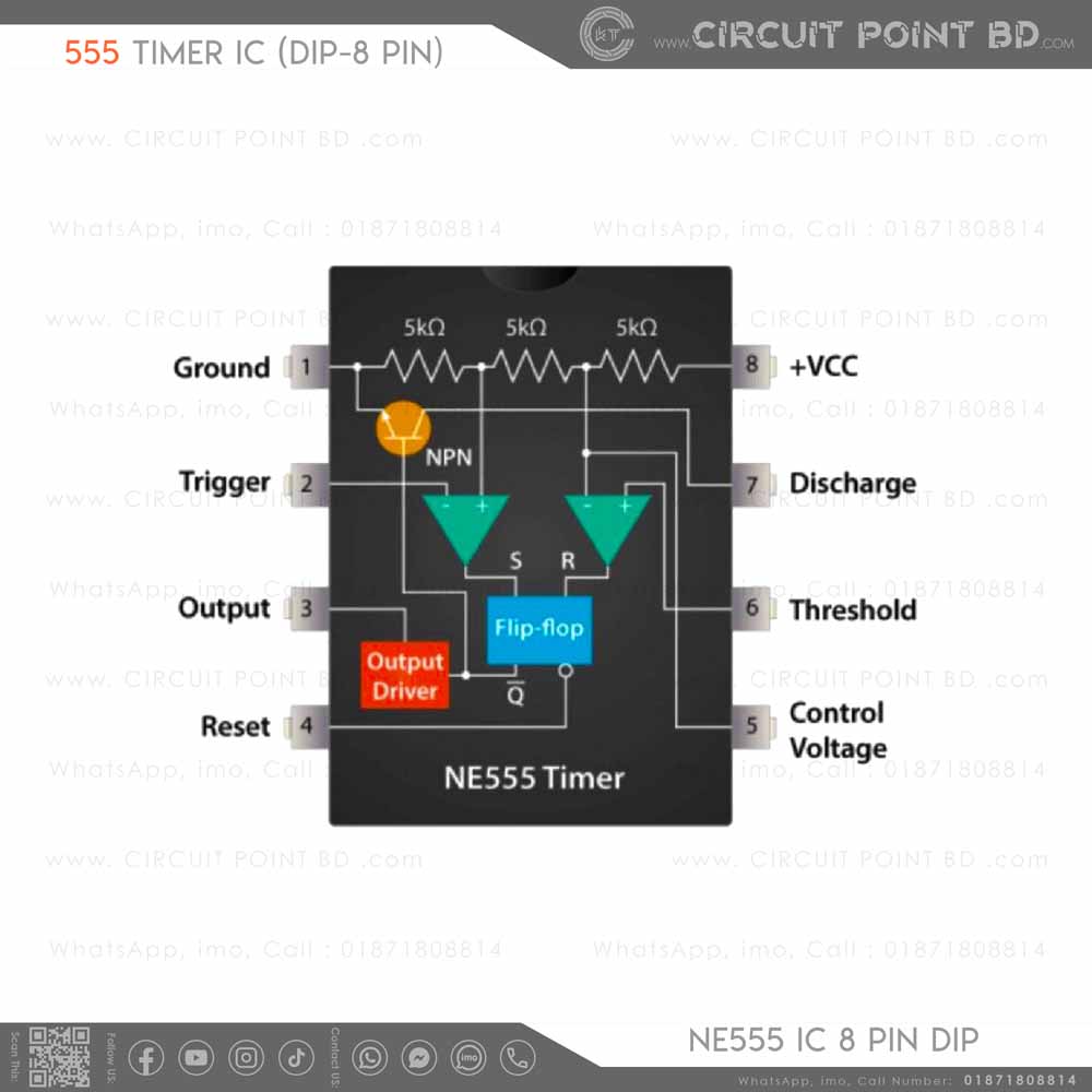 Timer Ne555p 2 Pcs - NE555P / 555 Timer IC - DIP-8, Voltage Regulator & Oscillator ...