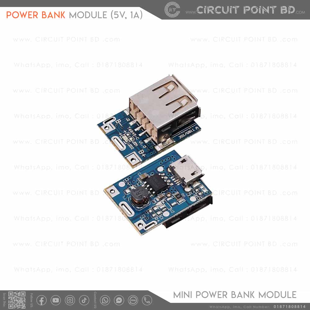 USB 5V 1A Mini Power Bank Module – 18650 Battery Charger with Step-Up ...