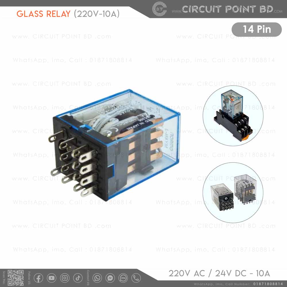 OMRON 8-Pin Electromagnetic Glass Relay (220V AC / 24V DC, 10A ...