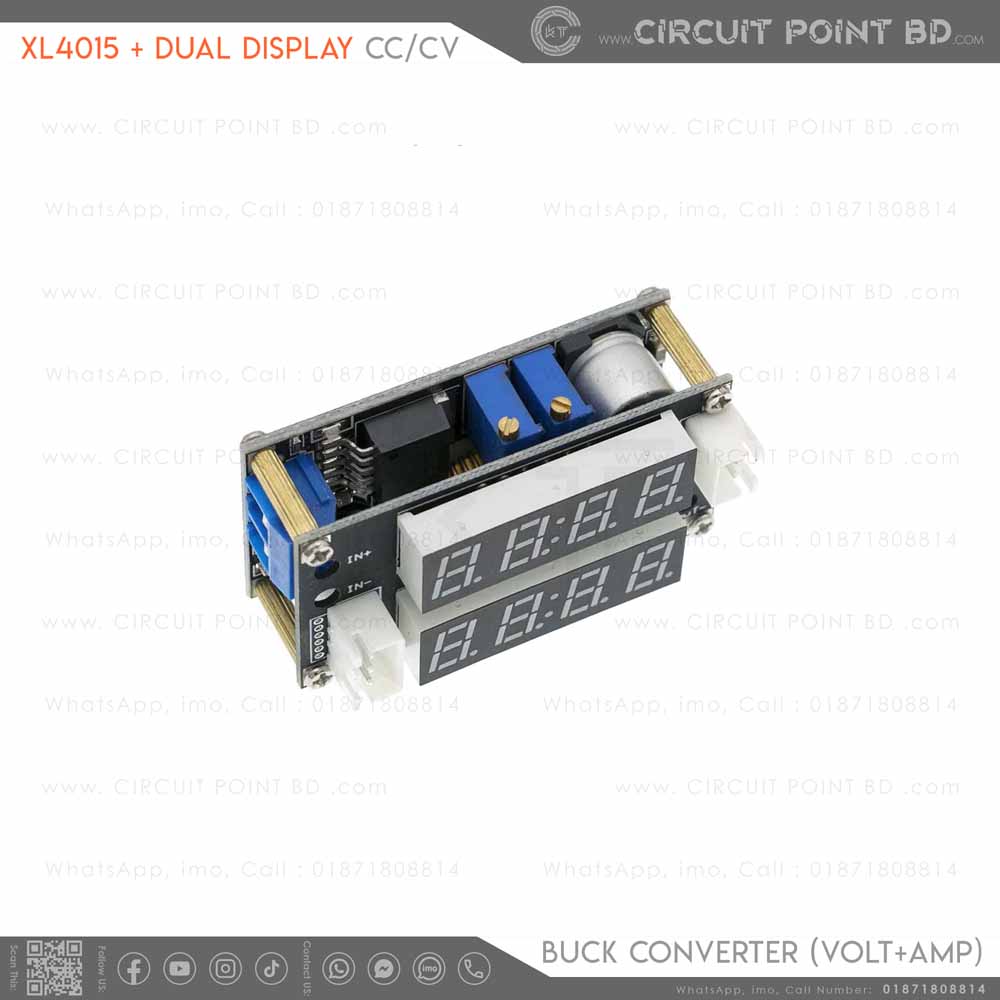 thumbnail image 2 of 5A CC/CV Adjustable Step-Down LED Panel – Blue/Red Voltmeter & Ammeter Module 2 of 6