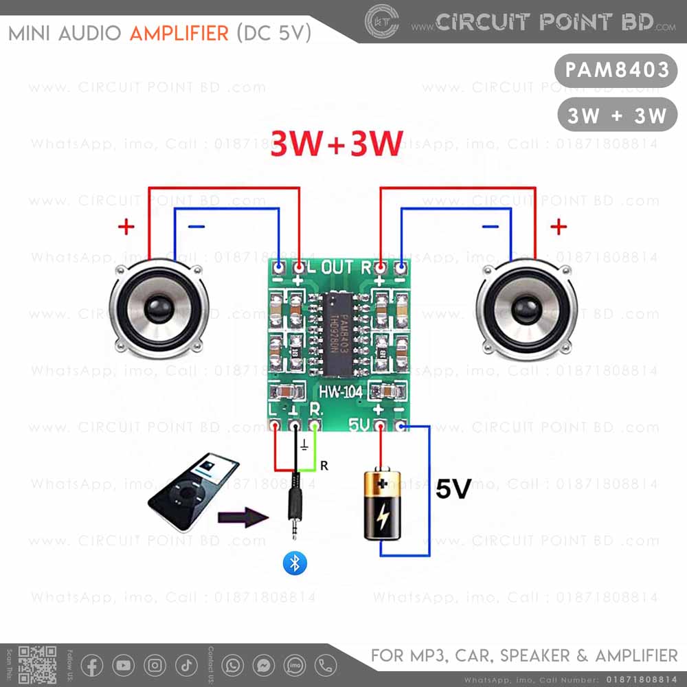 Pam8403 Module Easyeda PAM8403 Module Mini Stereo Audio Amplifier 2x3W Class D, 5V USB Power ...