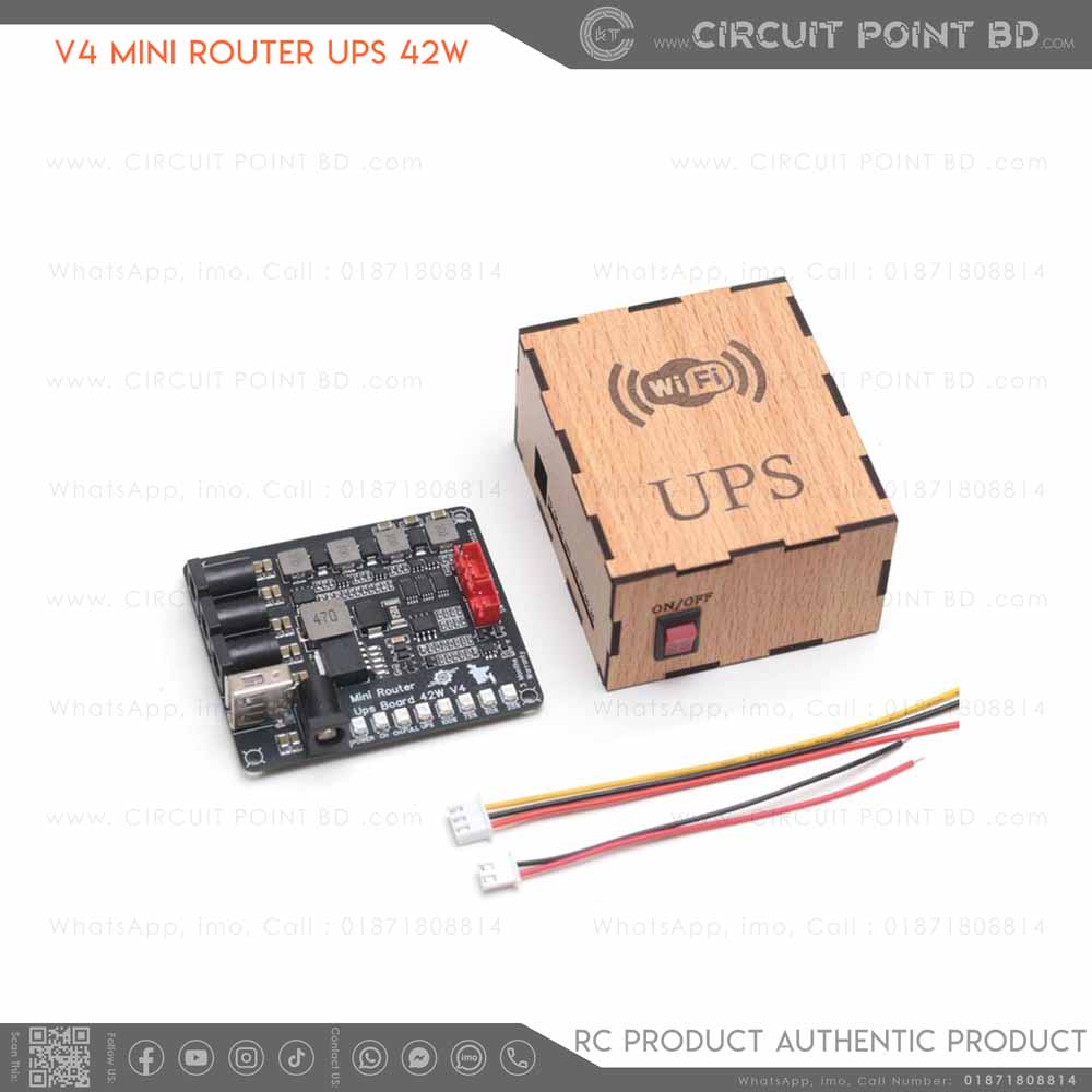 V4 Mini Router UPS 42W Updated (With Box)- USB 5V & Built-in 2S (8.4V ...